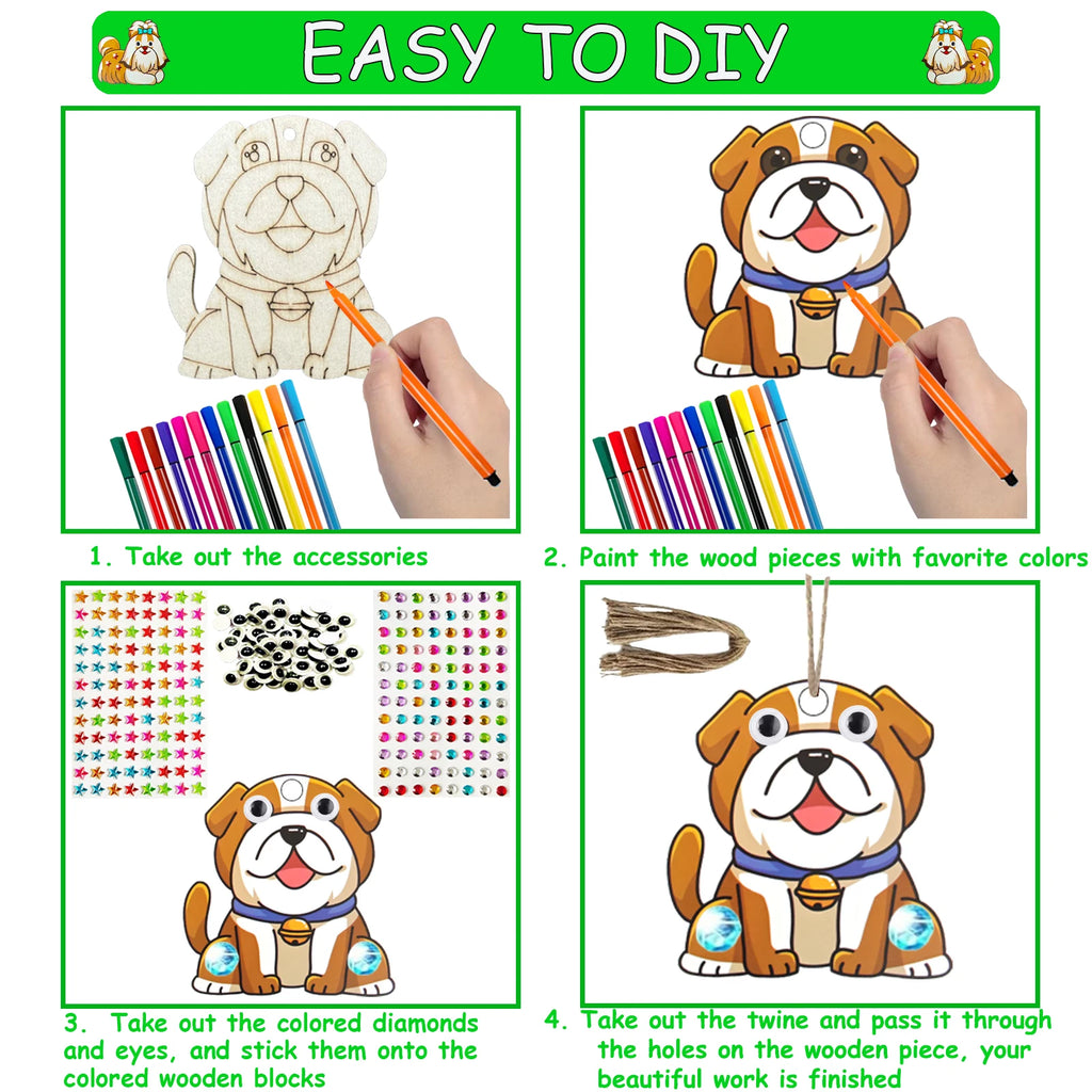 284 dog themed animal woodworking kits, 24 unpainted wooden dogs, wooden crafts, DIY crafts, and decorations for birthday partie