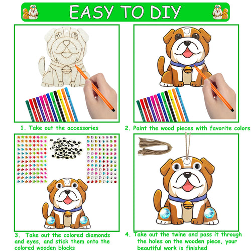 284 dog themed animal woodworking kits, 24 unpainted wooden dogs, wooden crafts, DIY crafts, and decorations for birthday partie